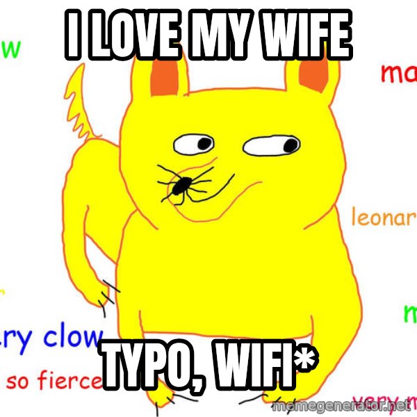 Forever Alone meme: I LOve my wife / typo, wifi*