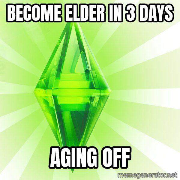 Sims meme: become elder in 3 days / aging off
