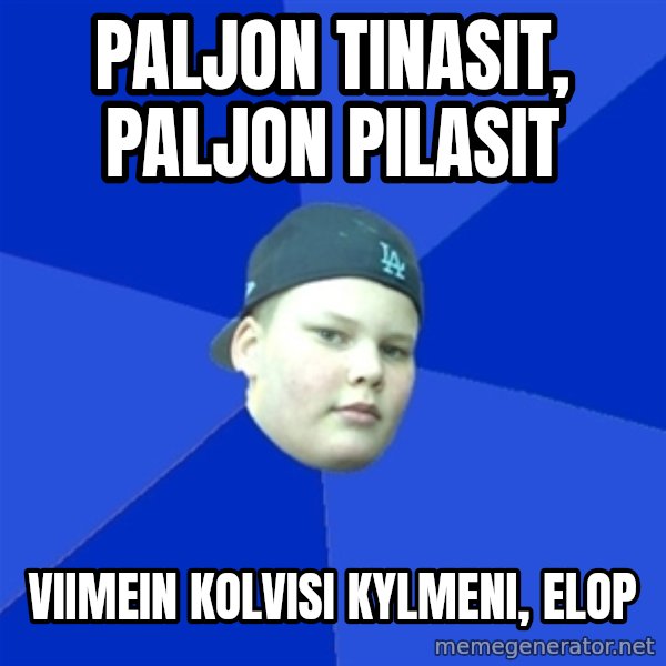 Jonnen Neuvo meme: paljon  tinasit, paljon  pilasit / viimein kolvisi  kylmeni, Elop