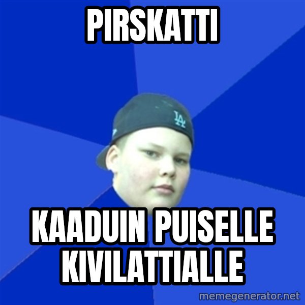 Jonnen Neuvo meme: pirskatti / kaaduin     puiselle      kivilattialle