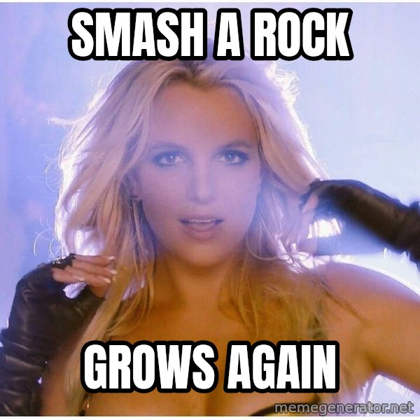 Professor Oak meme: smash a rock / grows again