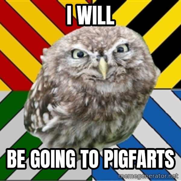 JEALOUS POTTEROMAN meme: I will / be going to pigfarts