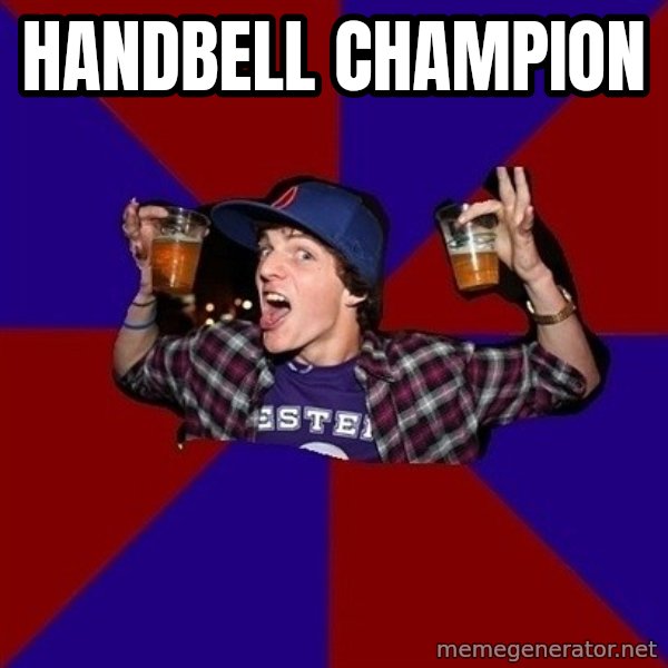 Sunny Student meme: handbell champion