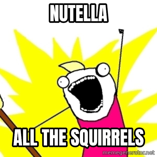 X ALL THE THINGS meme: Nutella / All the squirrels