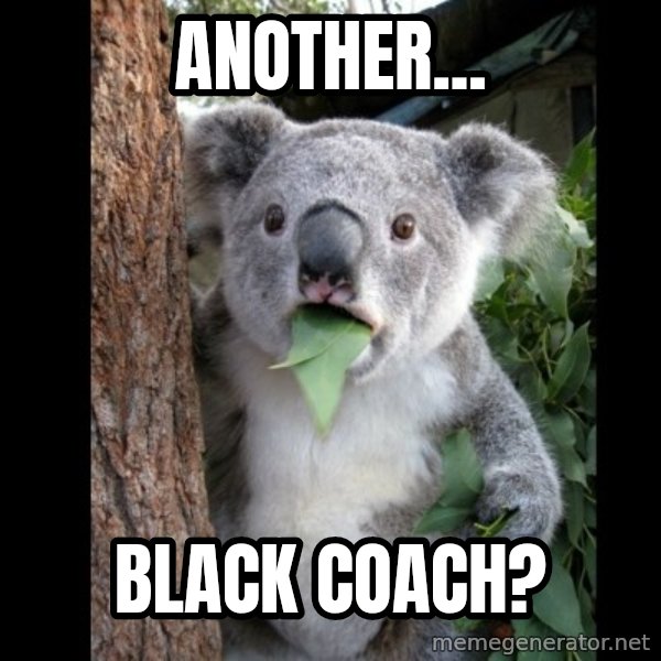 Koala can't believe it meme: another... / black coach?