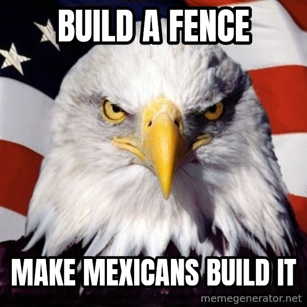 American Pride Eagle meme: Build a fence / make mexicans build it