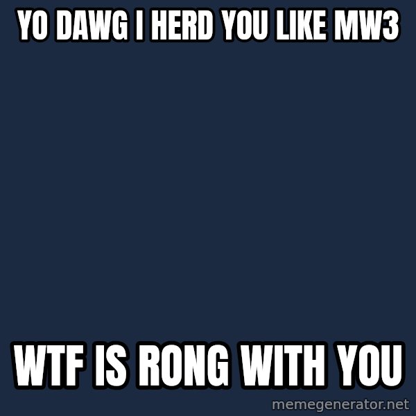 Yo Dawg meme: yo dawg i herd you like mw3 / wtf is rong with you