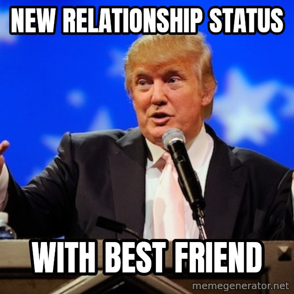 Annoying Facebook Girl meme: new relationship status / with best friend