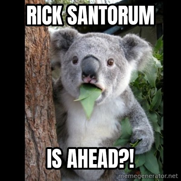 Koala can't believe it meme: Rick santorUm / Is ahead?!