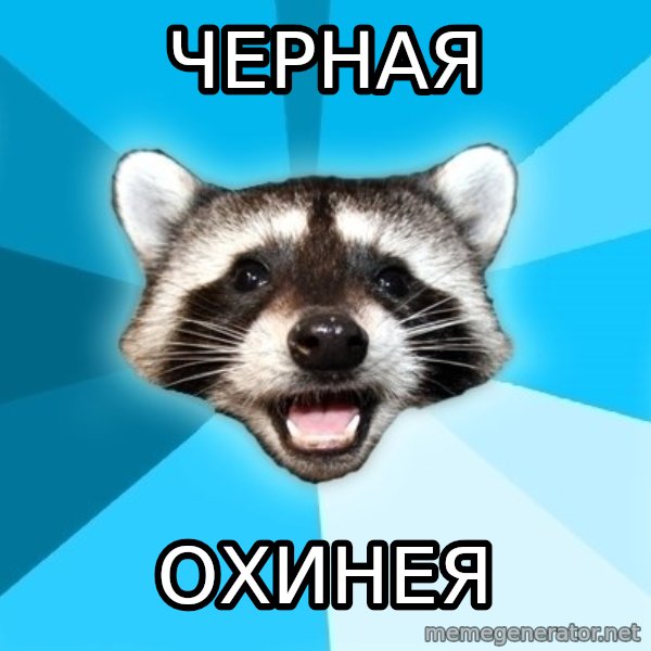 Lame Pun Coon meme: Черная / Охинея