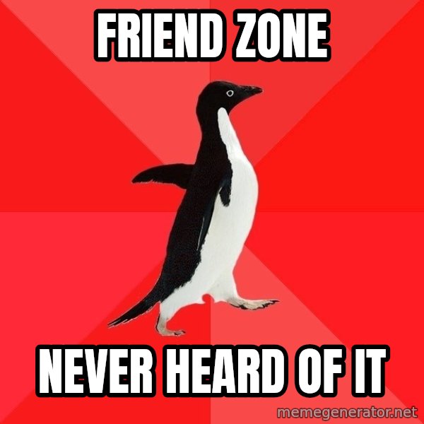 Socially Awesome Penguin meme: Friend zone / Never heard of it