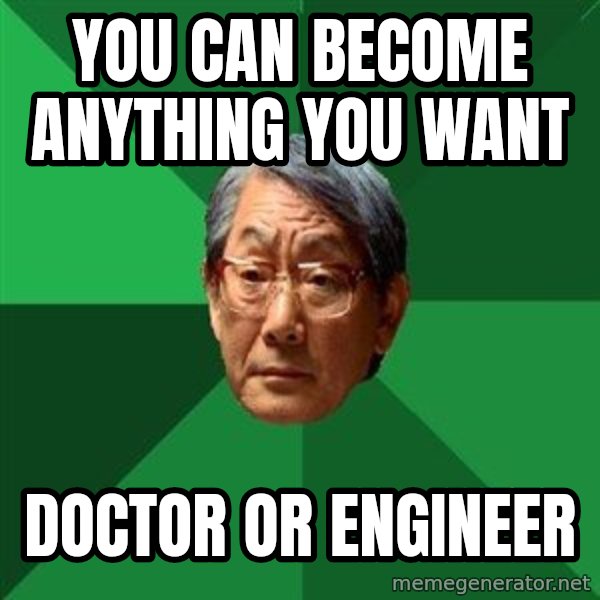 High Expectations Asian Father meme: You can become anything you want / doctor or engineer