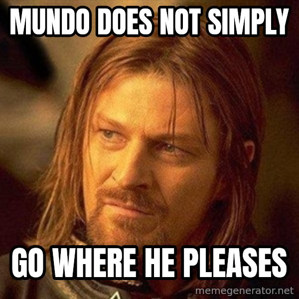 Boromir meme: mundo does not simply / go where he pleases