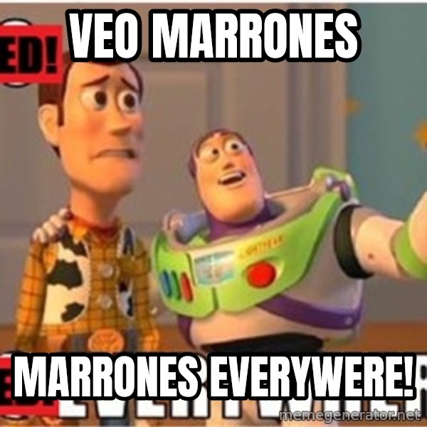 Toy Story Everywhere meme: VEO MARRONES / MARRONES EVERYWERE!