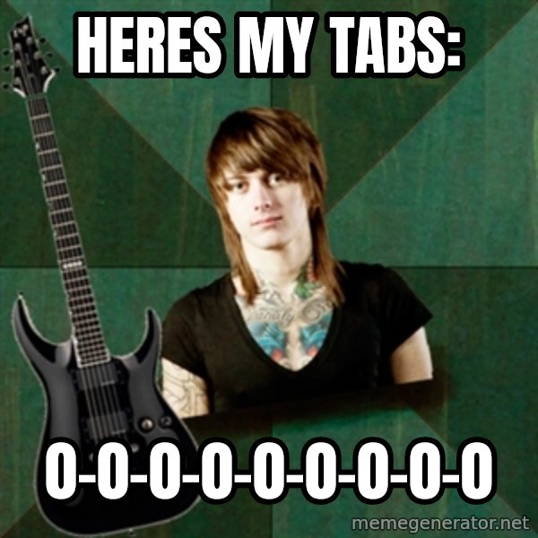 Progressive Guitarist meme: heres my tabs: / 0-0-0-0-0-0-0-0-0