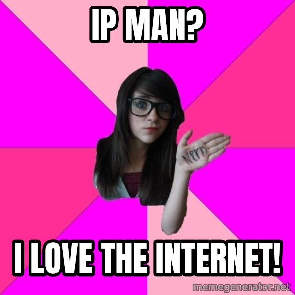 Idiot Nerd Girl meme: Ip Man? / I love the Internet!