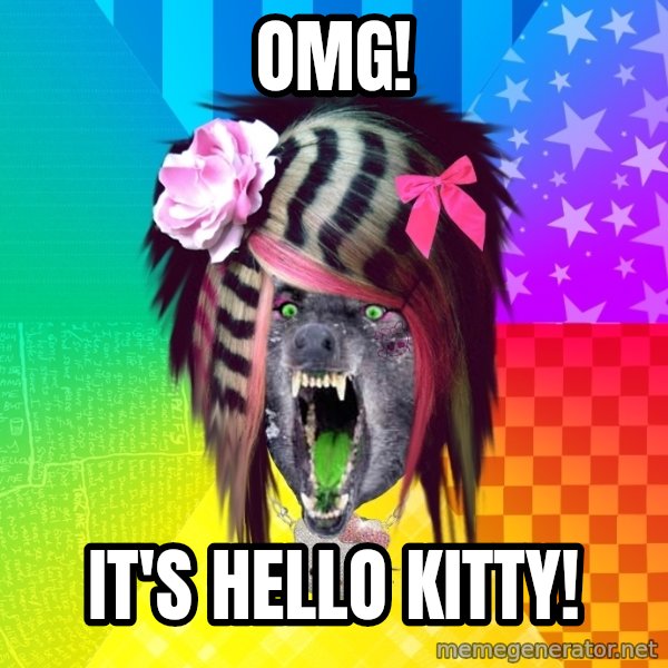 Insanity Scene Wolf meme: OMG! / it's Hello Kitty!