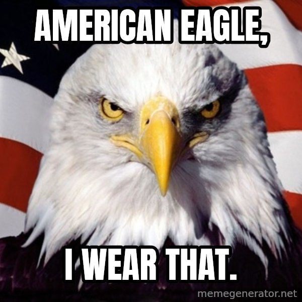 American Pride Eagle meme: American eagle, / i wear that.