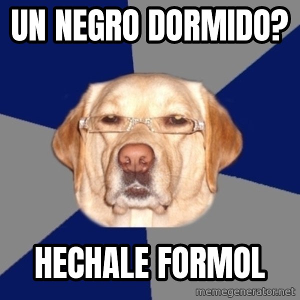 Racist Dog meme: un negro dormido? / hechale formol