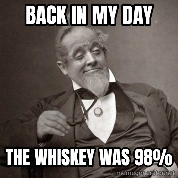 1889 [10] guy meme: BACK IN MY DAY / The whiskey was 98%