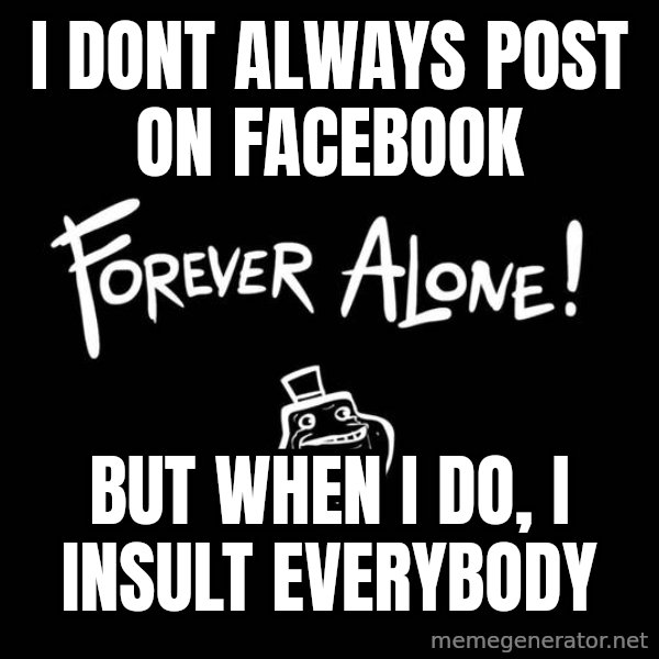 The Most Interesting Man In The World meme: I dont always Post On Facebook / But when i do, i insult everybody