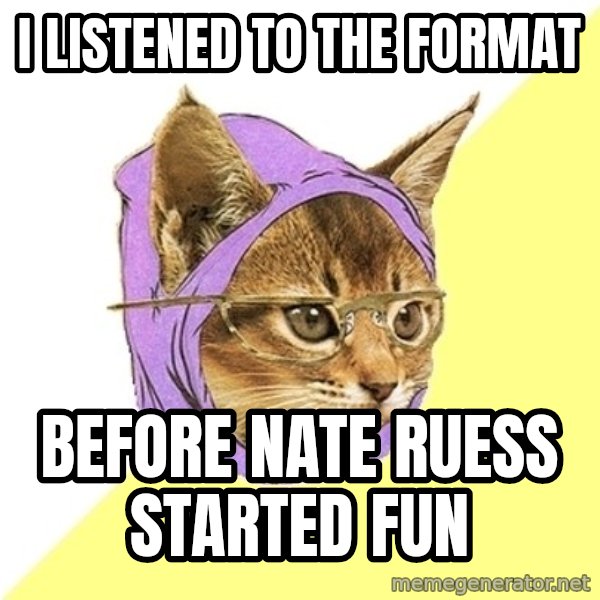 Hipster Kitty meme: I listened to the format / before nate ruess started Fun