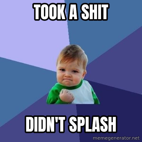 Success Kid meme: took a shit / didn't splash