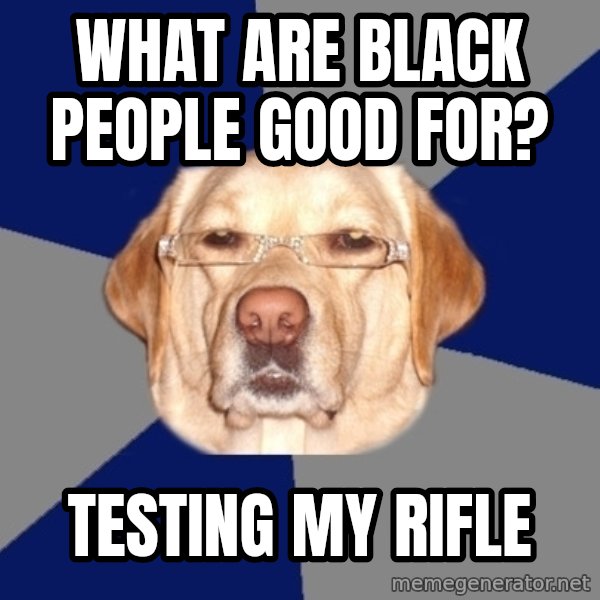 Racist Dawg meme: what are black people good for? / testing my rifle
