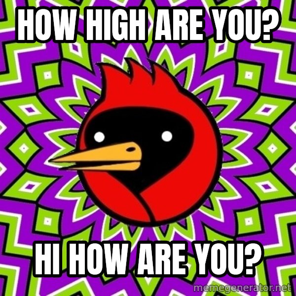 Omsk Crow meme: How high are you? / Hi how are you?
