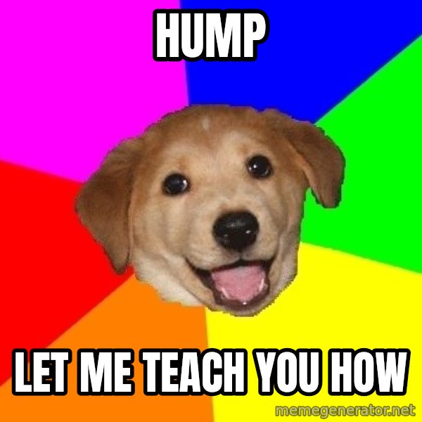 Advice Dog meme: hump / let me teach you how