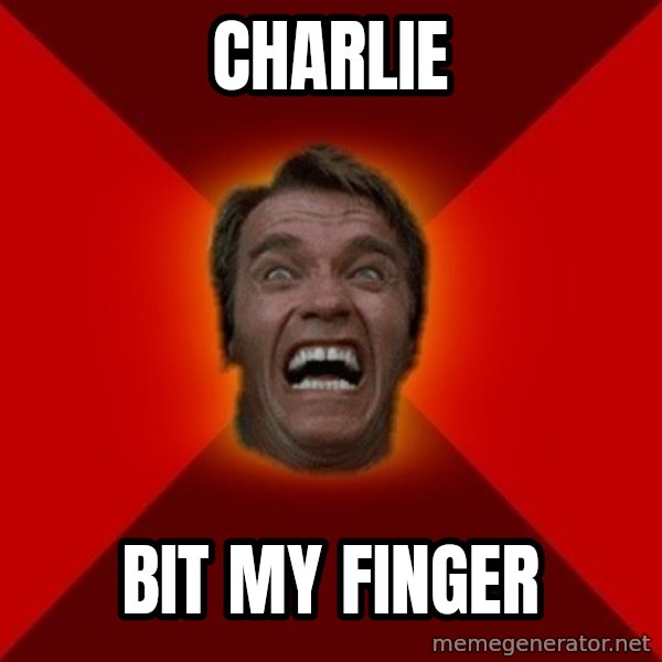 Angry Arnold meme: Charlie / bit my finger
