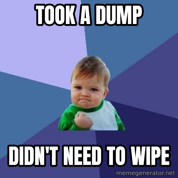 Success Kid meme: Took a dump / didn't need to wipe
