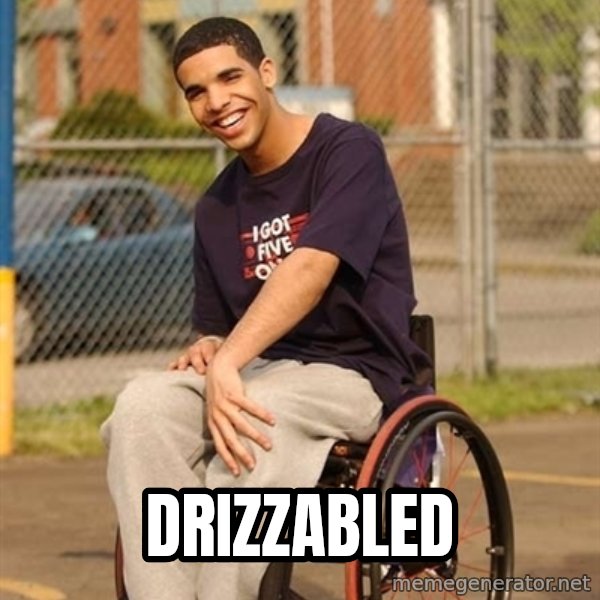 Drake Wheelchair meme: DRIZZABLED