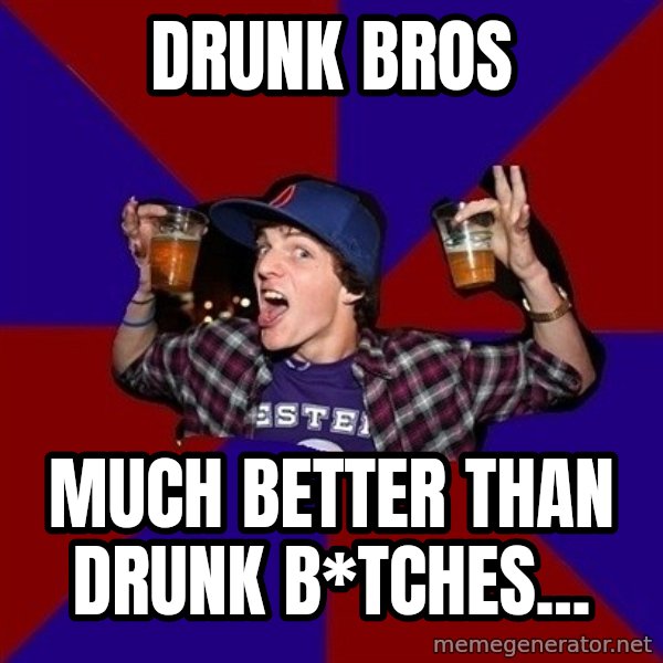 Sunny Student meme: Drunk Bros / Much better than drunk B*tches...