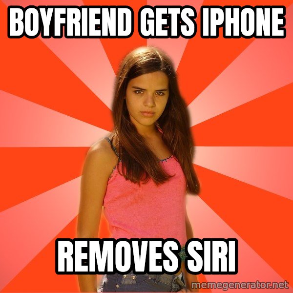 Jealous Girl meme: boyfriend gets iphone / removes siri