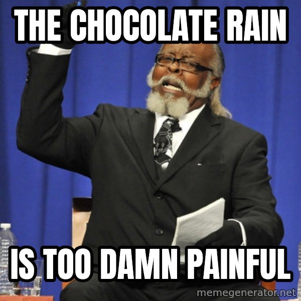 Rent Is Too Damn High meme: the chocolate rain / is too damn painful