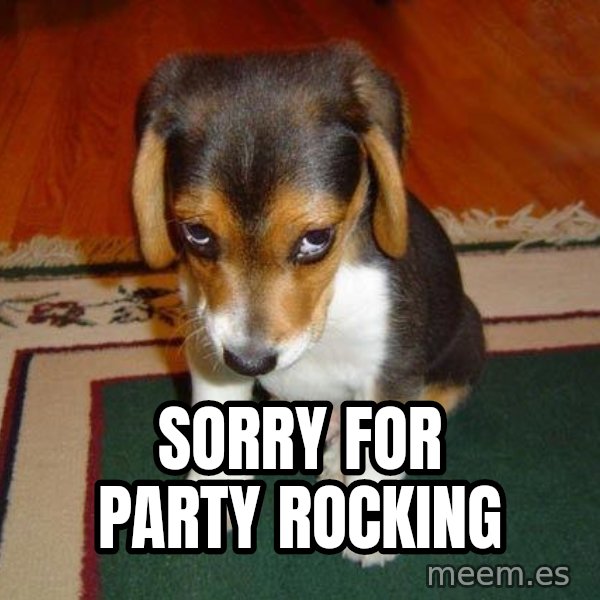 Sad Puppy meme: Sorry for Party Rocking