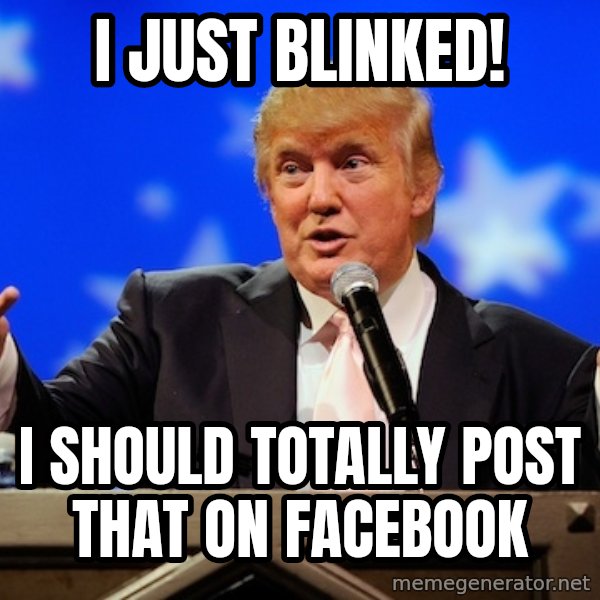 Annoying Facebook Girl meme: i just blinked! / i should totally post that on facebook