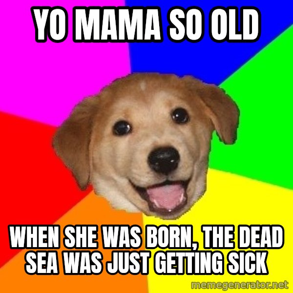 Advice Dog meme: yo mama so old / when she was born, the dead sea was just getting sick