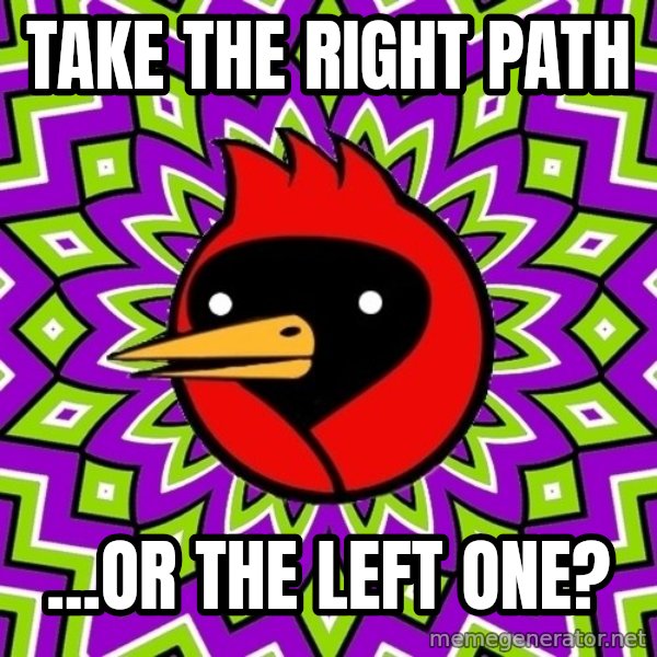 Omsk Crow meme: take the right path / ...or the left one?