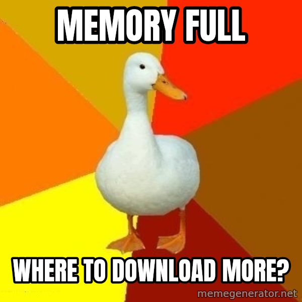 Technologically Impaired Duck meme: memory full / where to download more?
