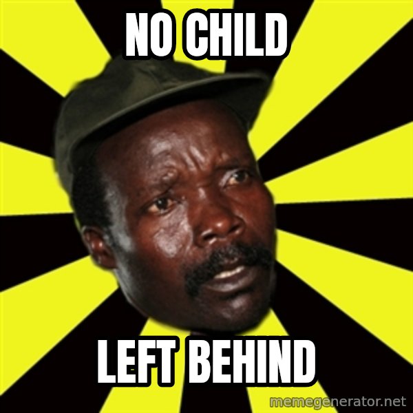 KONY THE PIMP meme: no child / left behind