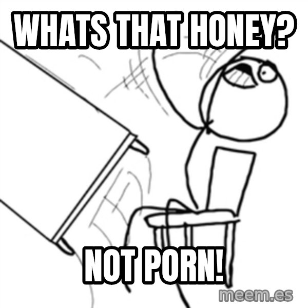 flip a table2 meme: Whats that honey? / NOT PORN!
