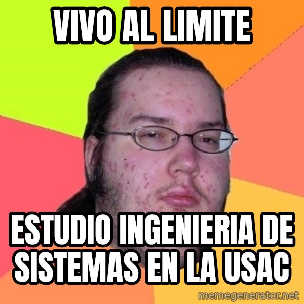 gordo granudo meme: Vivo al limite / Estudio ingenieria de sistemas en la usac