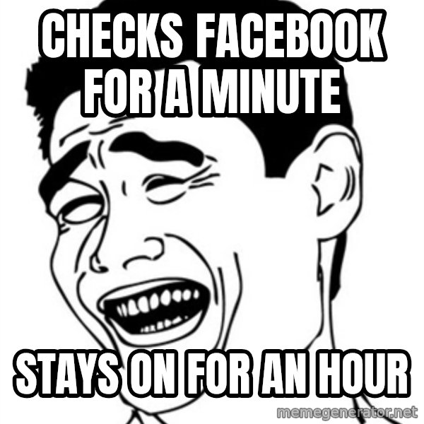 Yao Ming meme: checks facebook for a minute / stays on for an hour