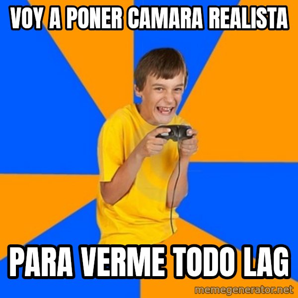 Annoying Gamer Kid meme: voy a poner camara realista / para verme todo lag