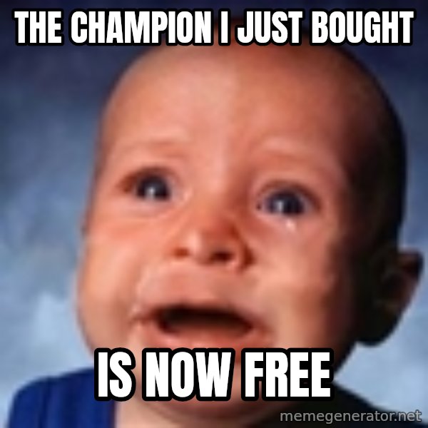 Very Sad Kid meme: The champion i just bought / is now free