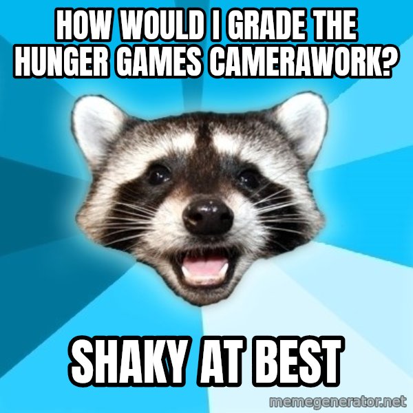 Lame Pun Coon meme: How would I grade the hunger games camerawork? / shaky at best
