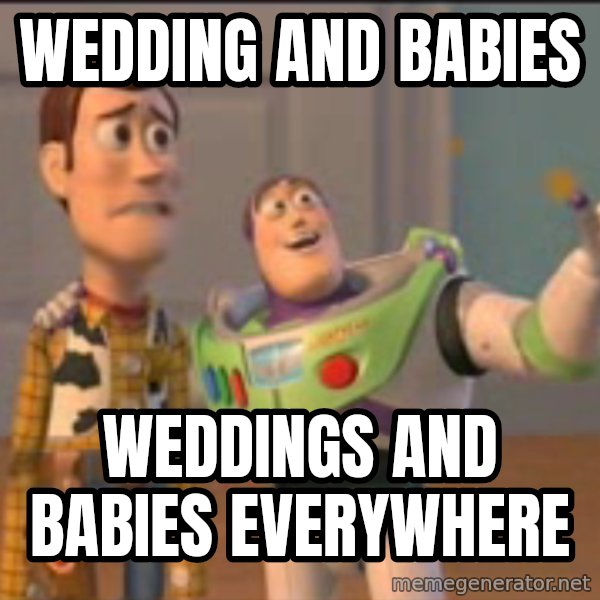 X, X Everywhere  meme: Wedding and babies / weddings and babies everywhere