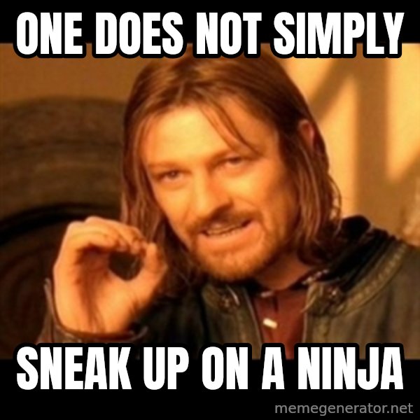 Does not simply walk into mordor Boromir  meme: one does not simply / sneak up on a ninja